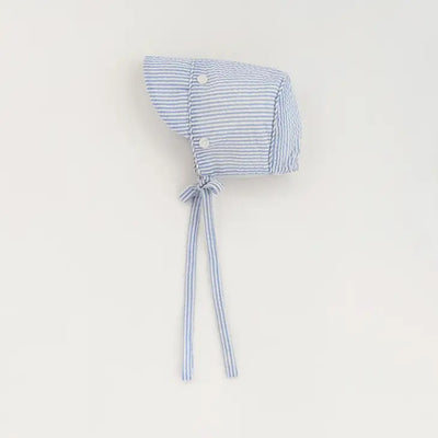 Blue Stripe Seersucker Bonnet