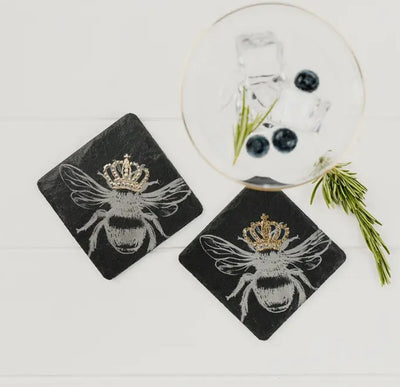 Crowned Bee Coasters- Set of 2
