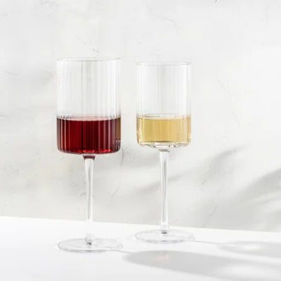 Fluted Cylinder Red Wine Glass - set of 2