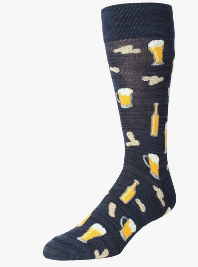 Navy Crew Socks - Beer and Peanuts (10-13)