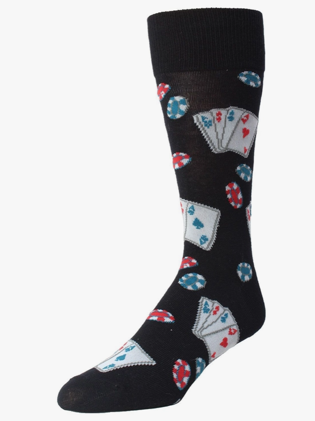 Black Crew Socks - Poker (10-13)