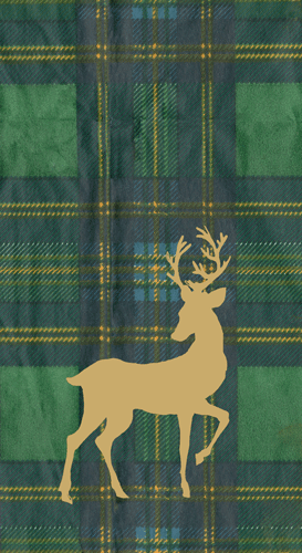 Reindeer Tartan Green Guest Towel