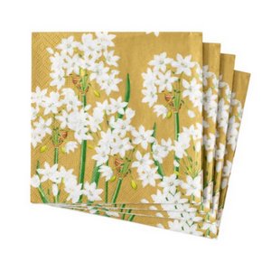 Paperwhites Gold Cocktail Napkin