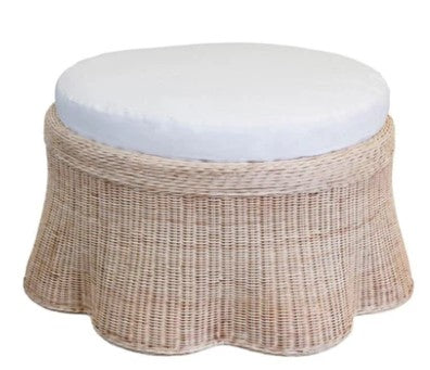 Scallop Round Ottoman with Cushion