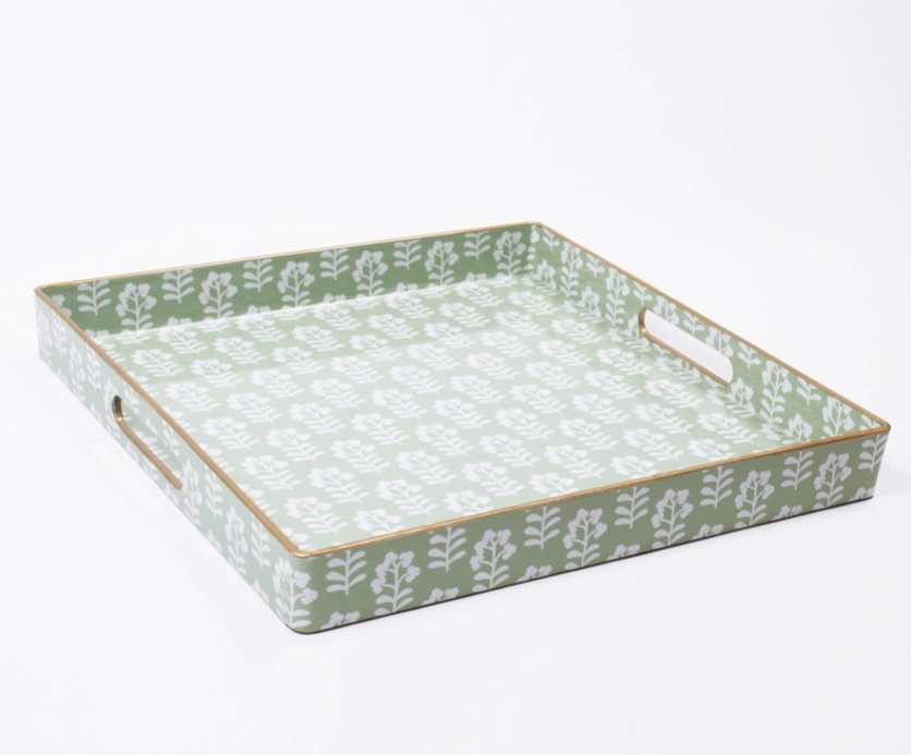 Sage Floral Square Tray