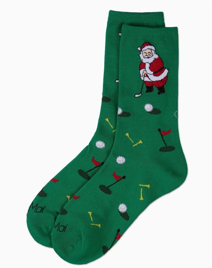Golfing Santa Crew Socks