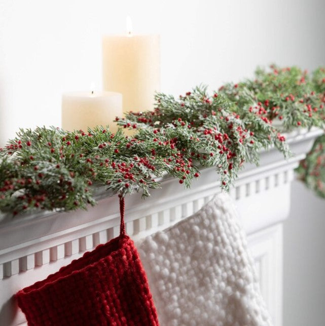 Flocked Cedar Berry Garland