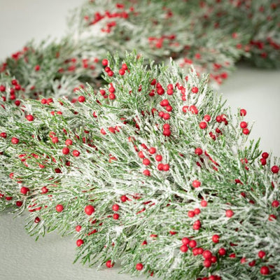 Flocked Cedar Berry Garland