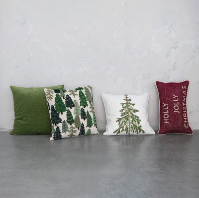 Embroidered Trees Pillow