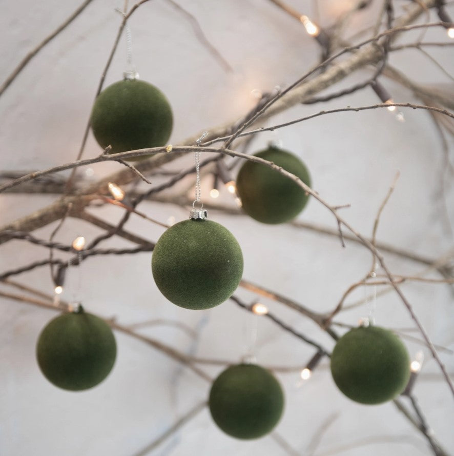 Flocked Orb Ornaments