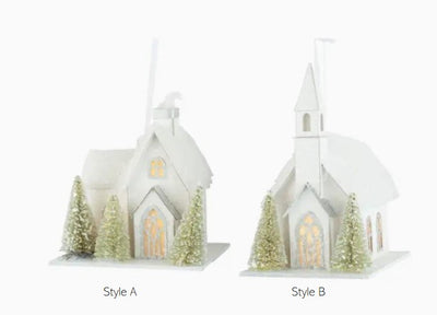 Paper House Church Ornament