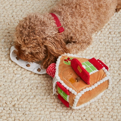 Gingerbread House Interactive Snuffle Dog Toy