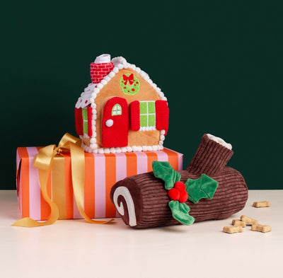 Gingerbread House Interactive Snuffle Dog Toy