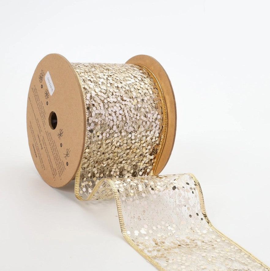 White Gold Sequined Ribbon Roll