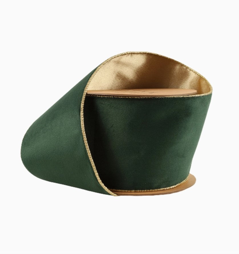 Reversible Gold & Green Velvet Ribbon Roll