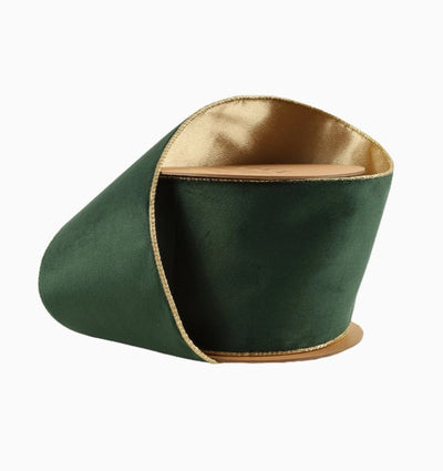 Reversible Gold & Green Velvet Ribbon Roll