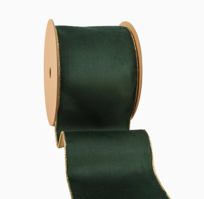 Reversible Gold & Green Velvet Ribbon Roll