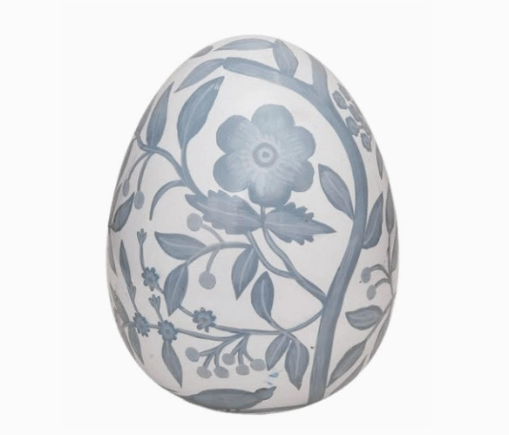 Blue Floral Tole Egg
