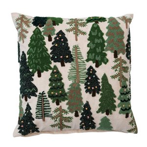 Embroidered Trees Pillow