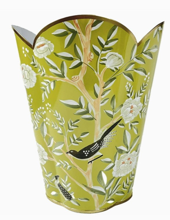 Citron Chinoiserie Waste Basket