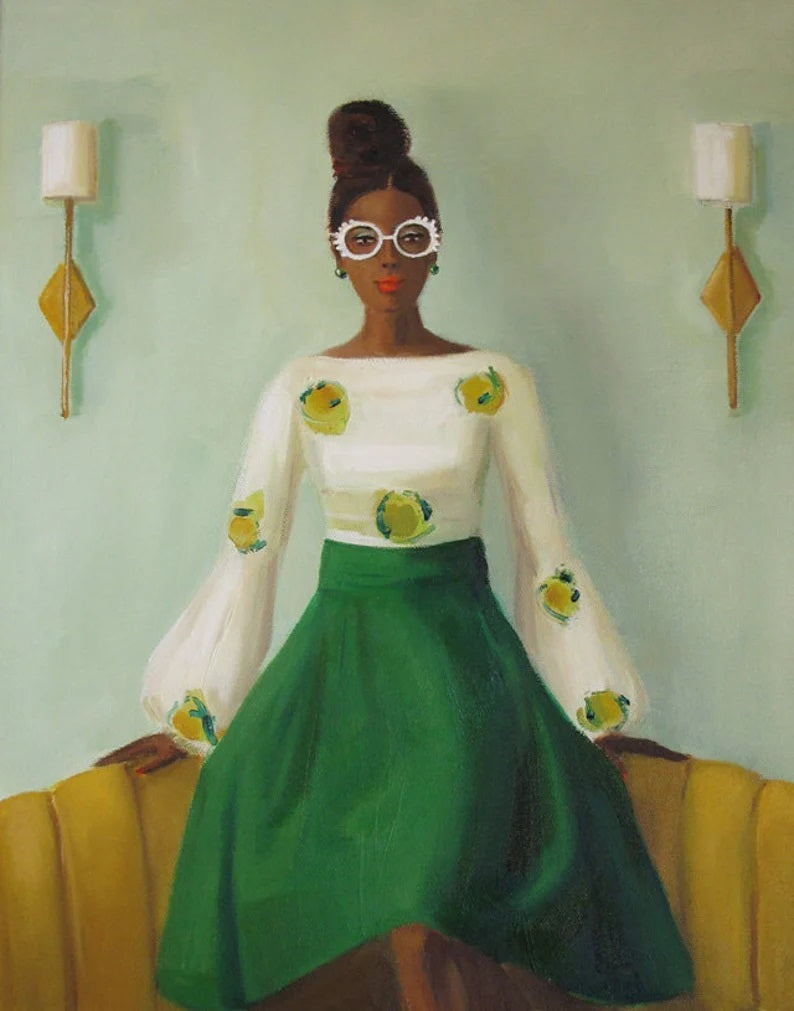 Woman in Green - 16.5 x 19.5