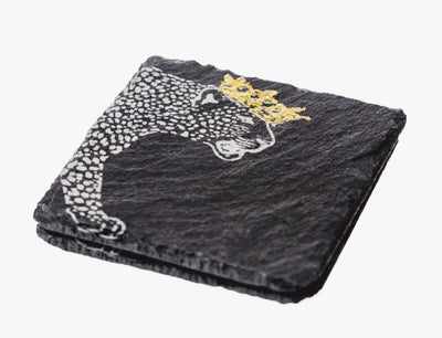 Crowned Leopard Coasters- set of 2