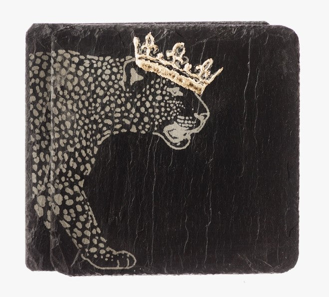 Crowned Leopard Coasters- set of 2