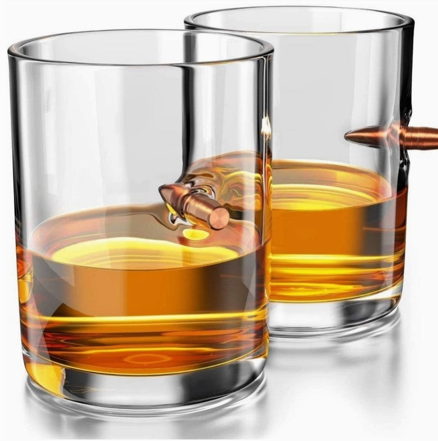 Bullet Embedded Whiskey Glasses