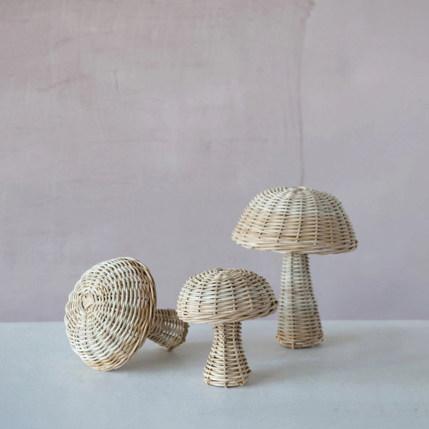 Hand-Woven Wicker Mushrooms