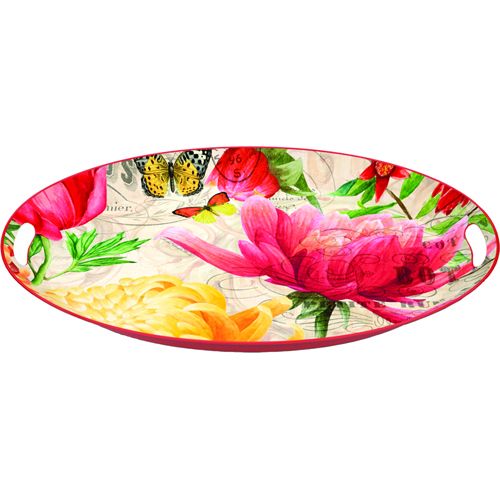 Morning Blossoms Decoupage Metal Tray